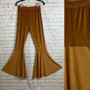 G & E Gold Velvet Super Wide Bell Bottom Pants